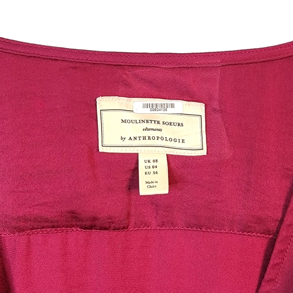 Moulinette Soeurs Velements by Anthropologie Silky Feel Long Waist Tie Blouse 4 - Picture 12 of 16